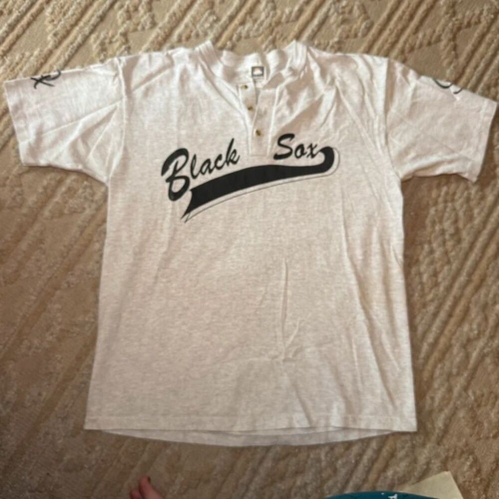 Vintage 90s Baltimore Black Sox Henley Baseball T-Shirt Size L USA Fabric